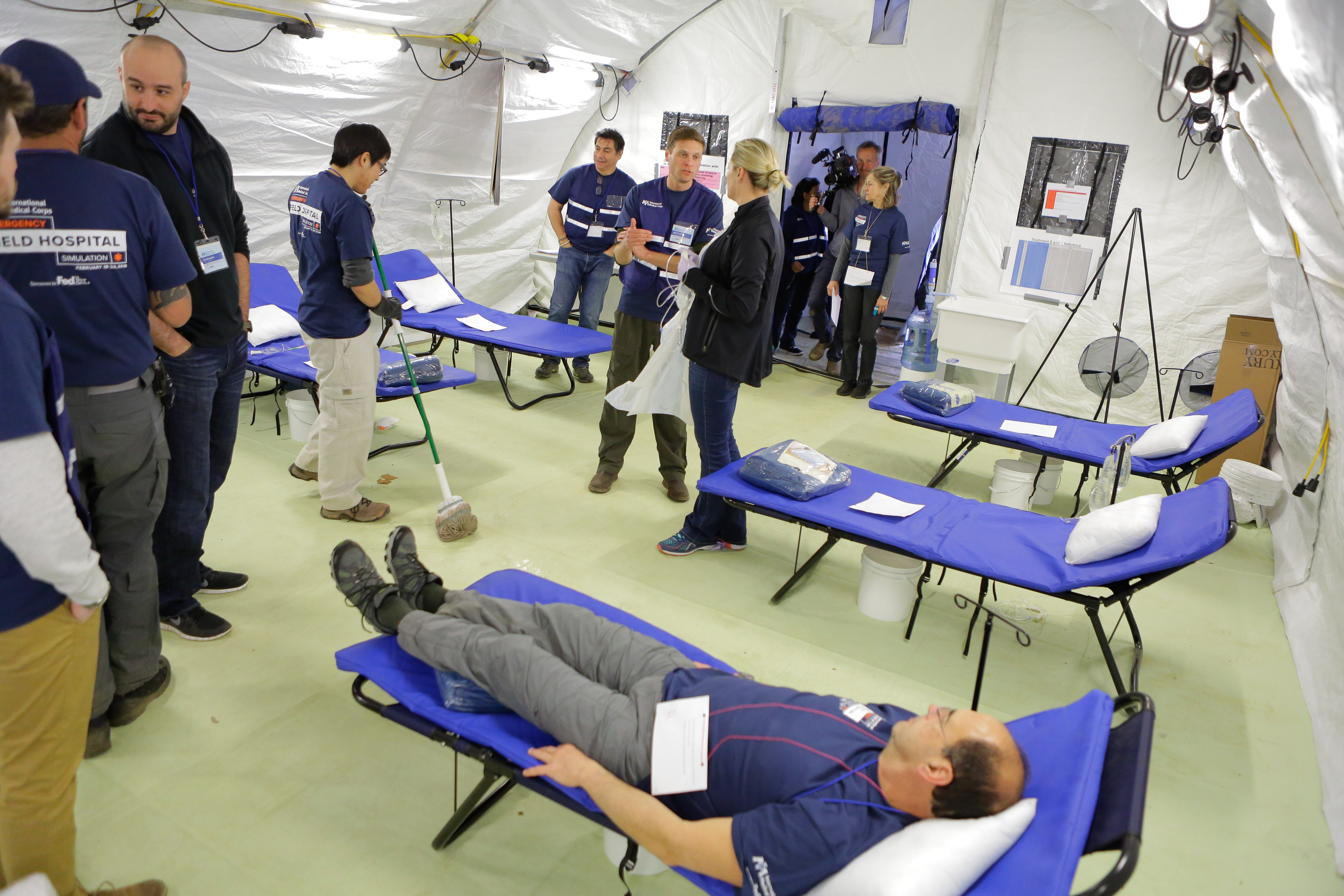 Simulation participants inside the Field hospital