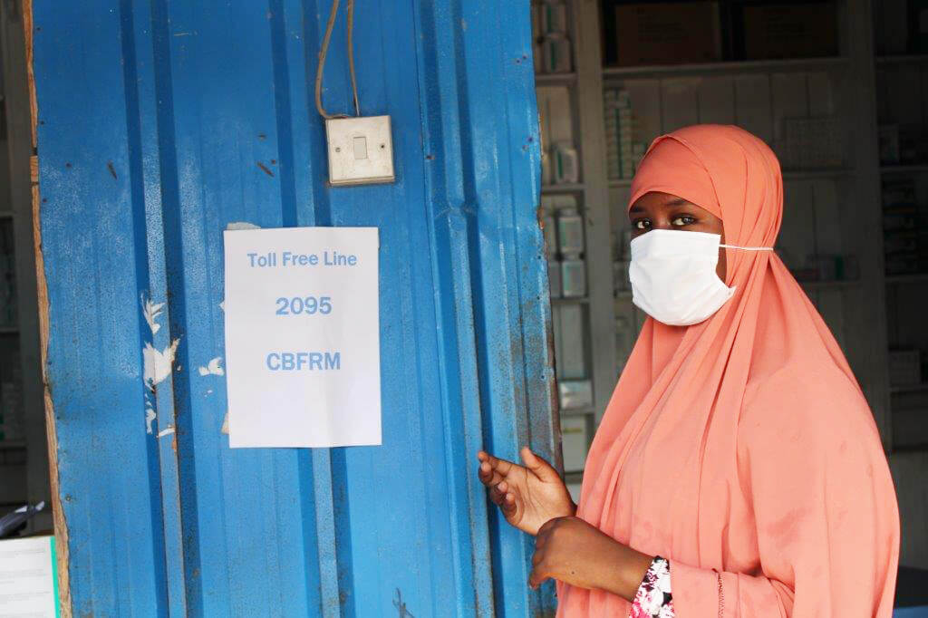 Naima, Community Health Worker in Mogadishu outside International Medical Corps toll-free misinformation line.