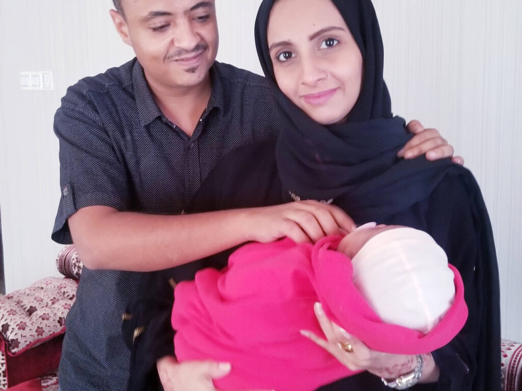 Fayad, with wife, Nora, and their daughter Qamar, born in late September 2021.