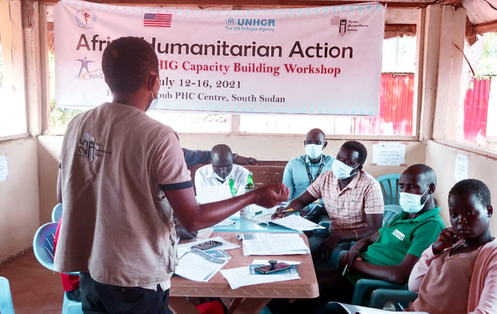 In South Sudan, mhGAP-HIG trainee Anteneh Mamo of Africa Humanitarian Action trained nine primary healthcare staff to address the need for mental health and psychosocial support among the refugee and host communities in the Ruweng Administrative Area.