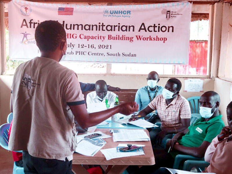 In South Sudan, mhGAP-HIG trainee Anteneh Mamo of Africa Humanitarian Action trained nine primary healthcare staff to address the need for mental health and psychosocial support among the refugee and host communities in the Ruweng Administrative Area.
