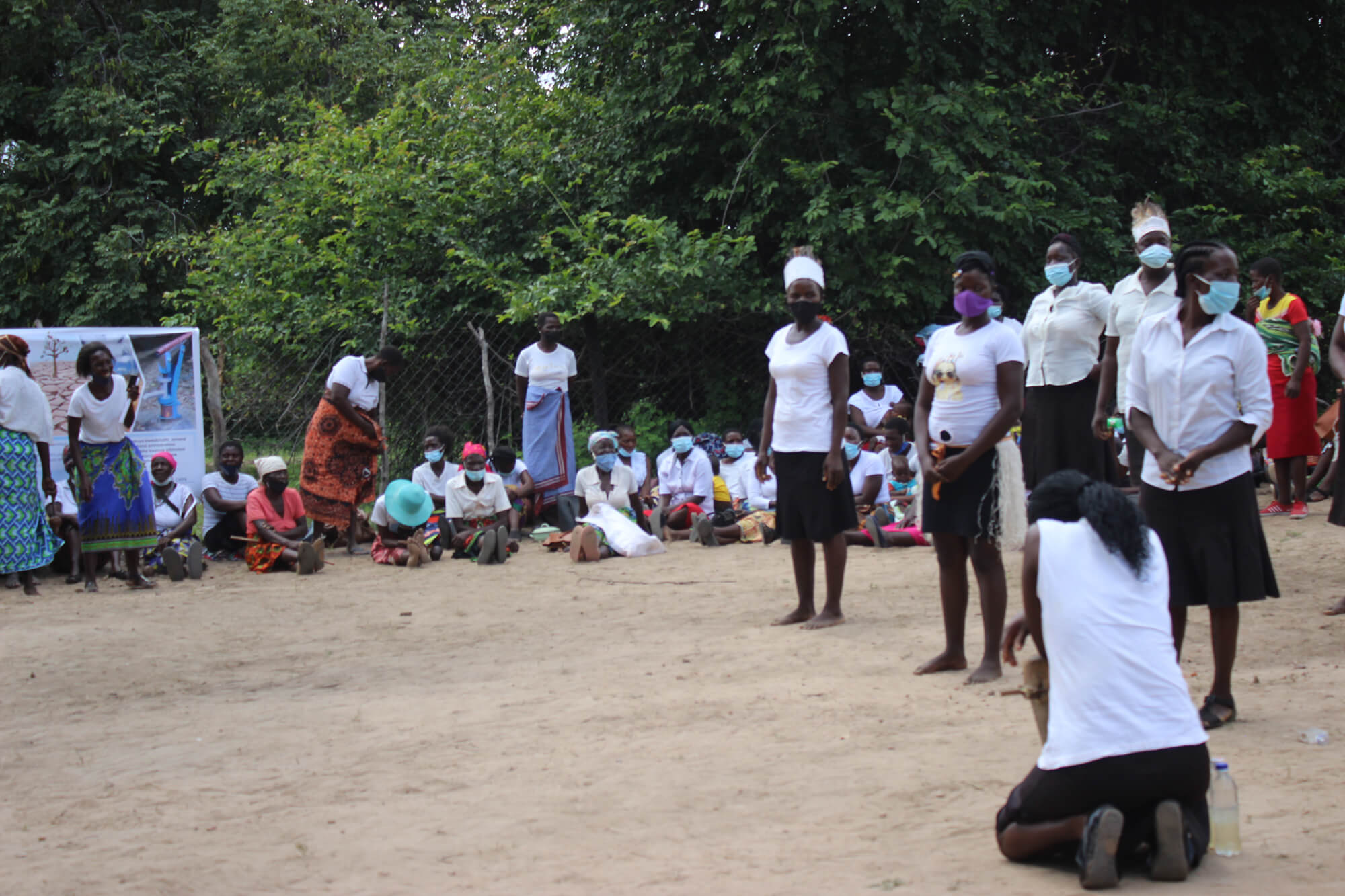 The Tumvwanane community health club, from Siangwemu village, performs a health-related drama.
