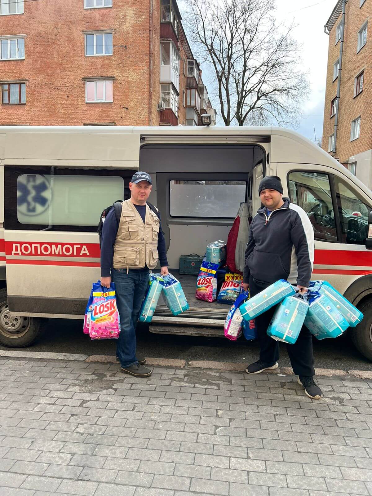 Our team delivering supplies in Ukraine.