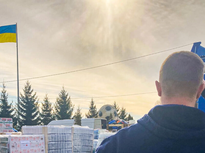 An International Medical Corps staff member in Ukraine surveys deliveries of medical supplies on their way to people in need.