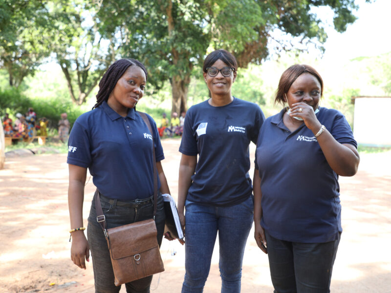 Marie Chantal (center) with GBV staff in Bambari, CAR.