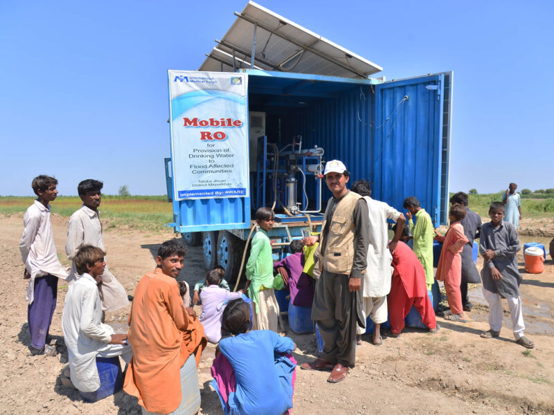 The mobile reverse-osmosis plant delivers water in Sindh province.