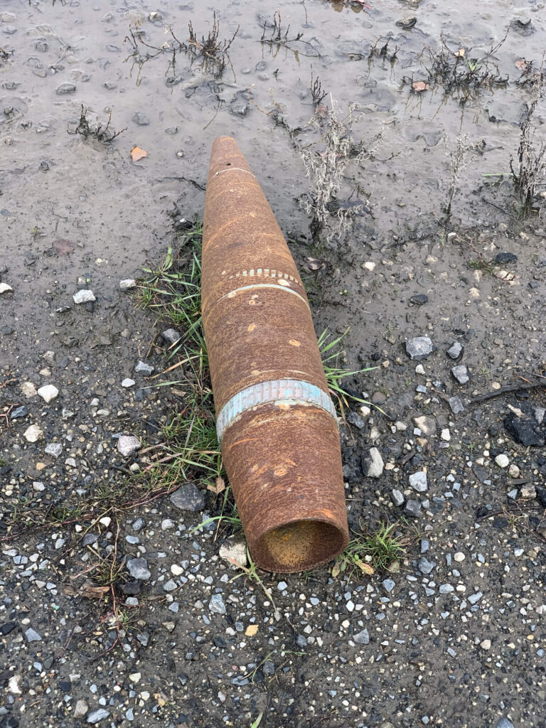 The security team often comes across used artillery shells during assessment trips.