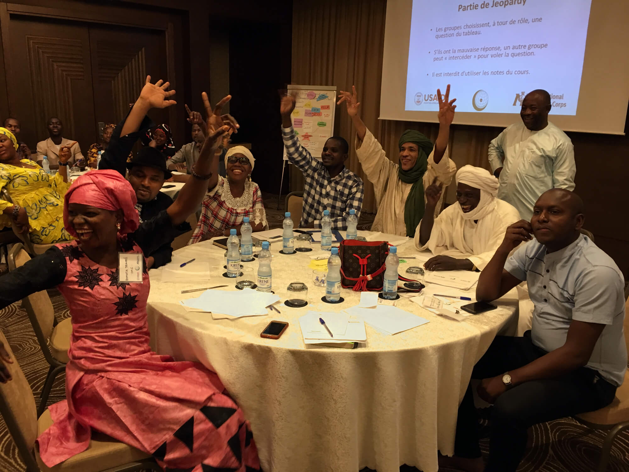 Participants in Bamako engage in a humanitarian response coordination review exercise for staff members of Mali national NGOs.