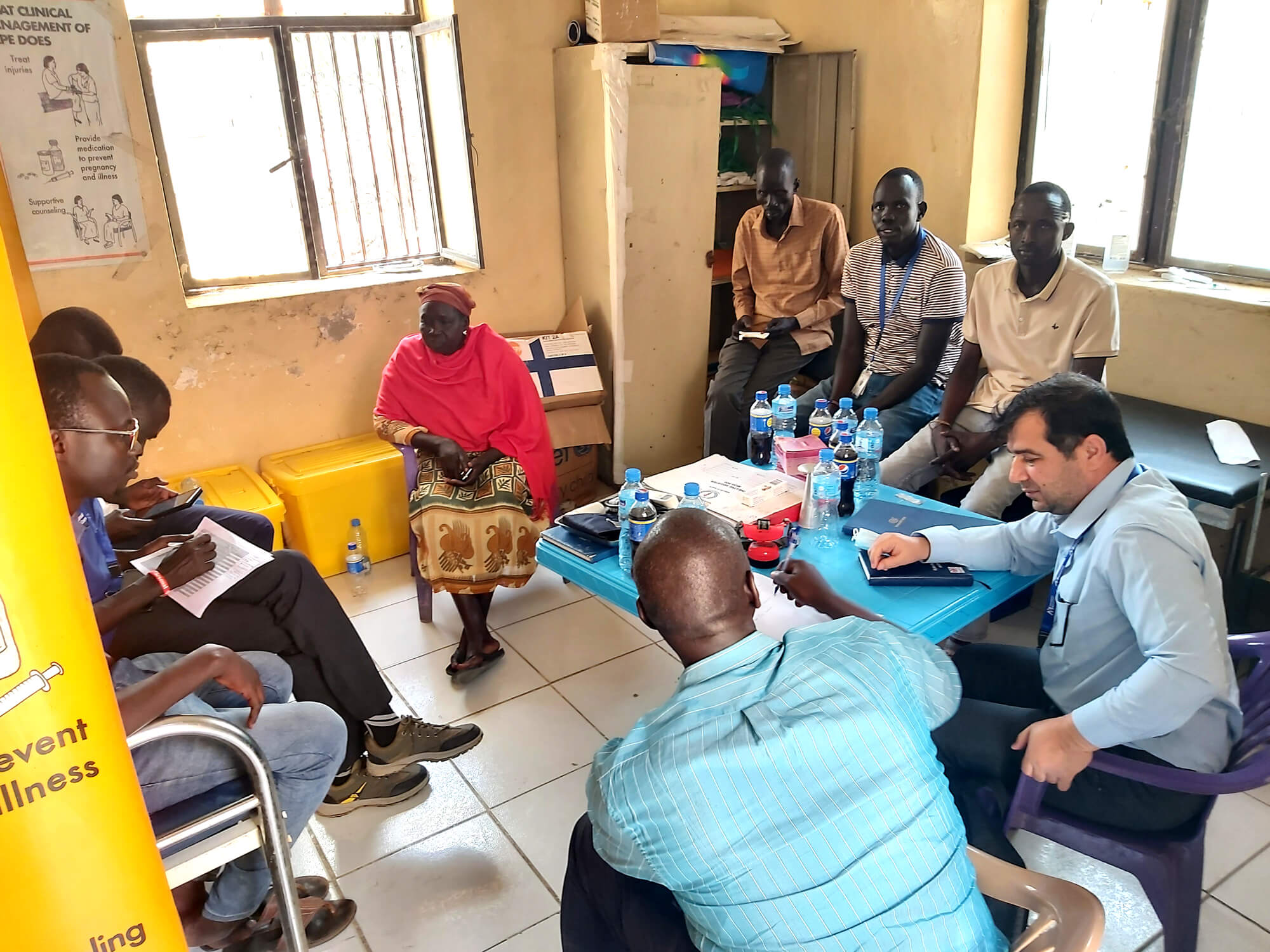 Dr. Ebadullah Hedayat meets with frontline healthcare providers to discuss the gaps and challenges they face at Malakal Teaching Hospital.