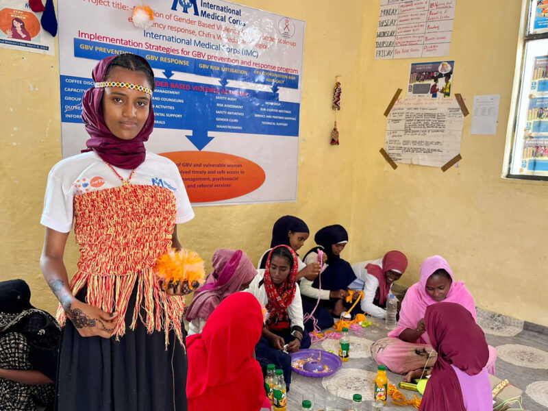 Zahara displays handicrafts she made at the WGSS in Chifra, Ethiopia.