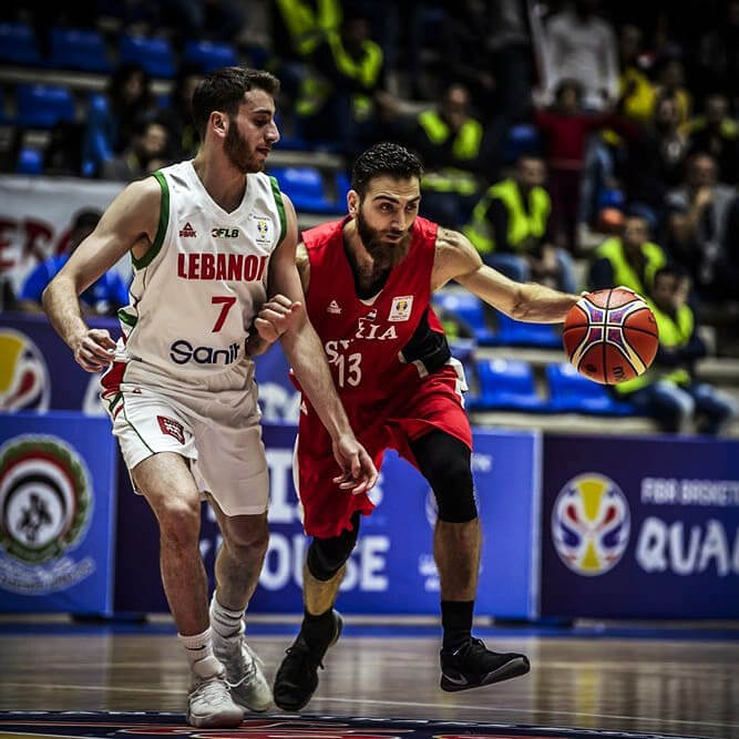 Sharif plays in a game against Lebanon's national team.