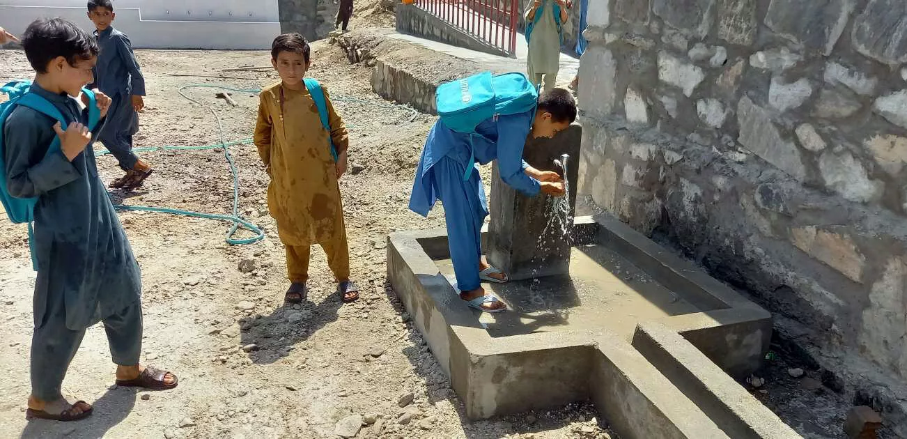 Our WASH team constructed a reservoir, four latrines, a tap stand and a handwashing facility in a remote school in Kunar province in Afghanistan, enabling students to practice good hygiene.