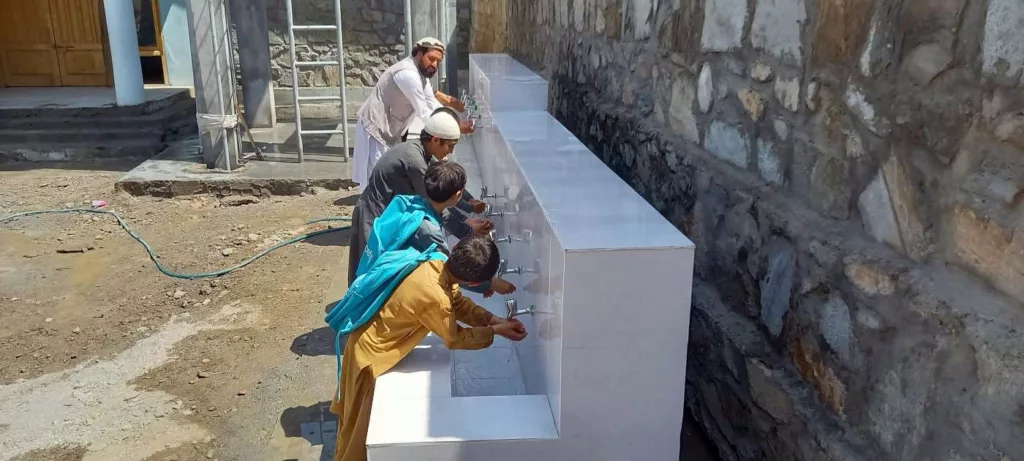 Our WASH team constructed a reservoir, four latrines, a tap stand and a handwashing facility in a remote school in Kunar province in Afghanistan, enabling students to practice good hygiene.