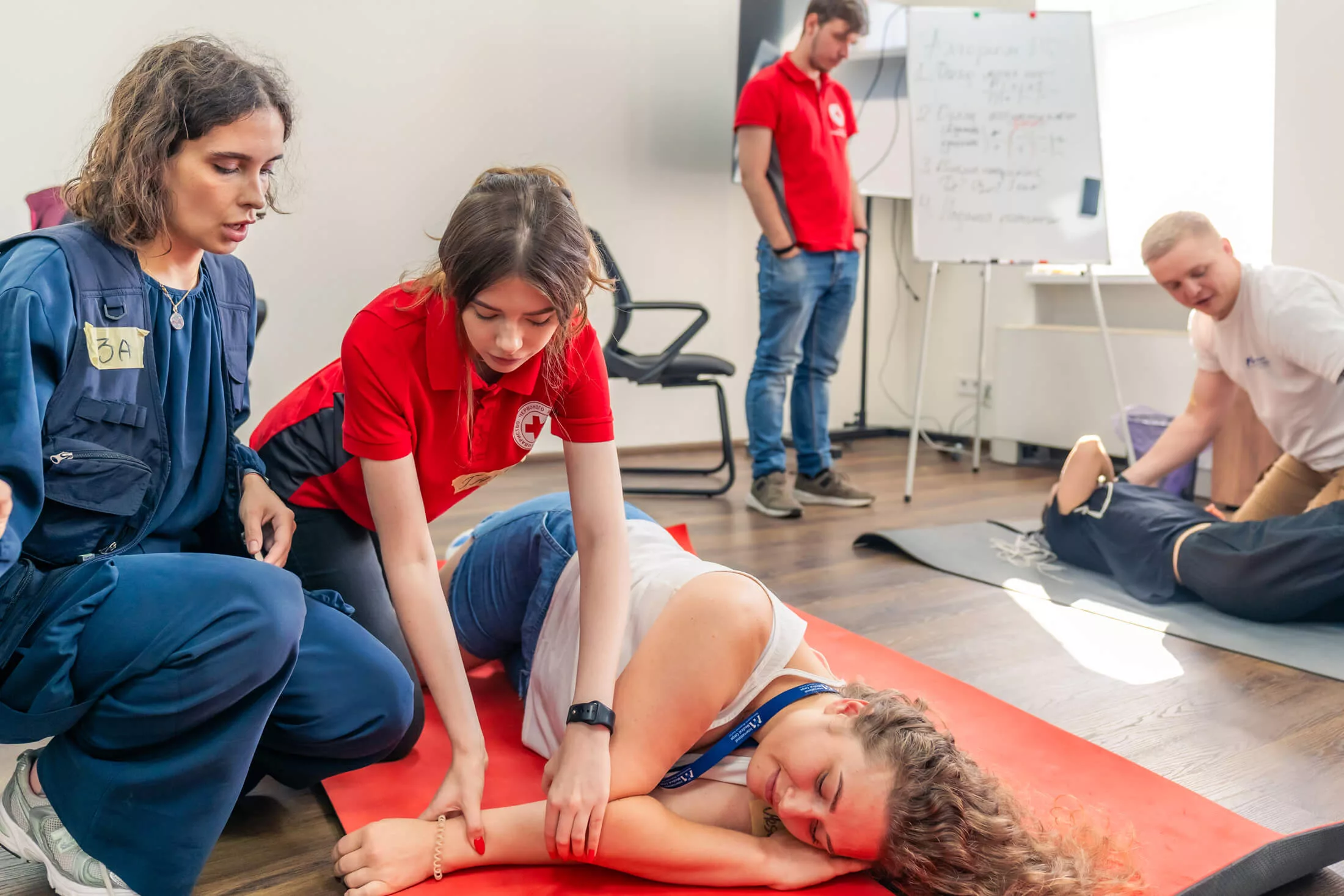Students in our emergency first aid training learn basic yet lifesaving skills such as CPR.