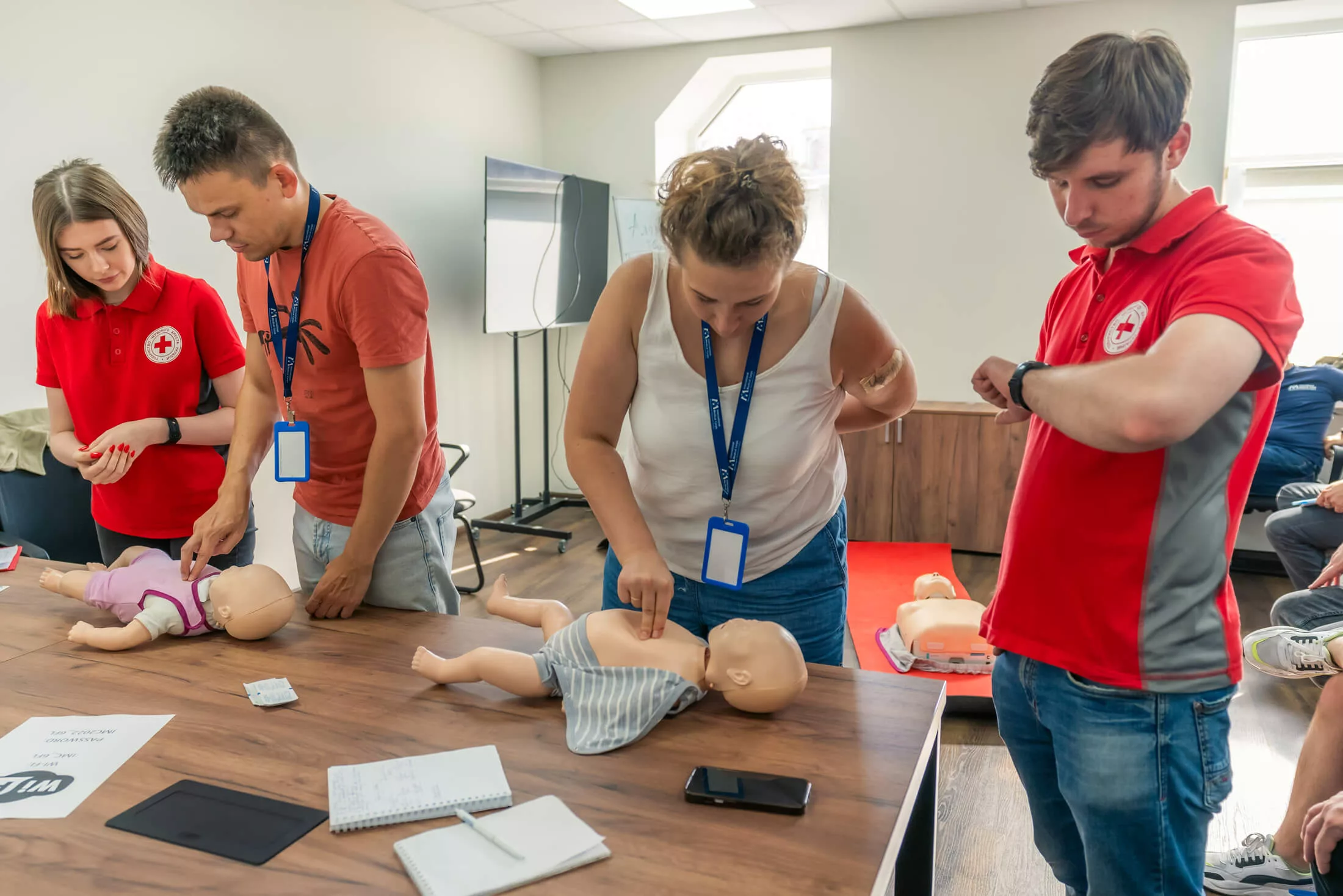 Students in our emergency first aid training learn basic yet lifesaving skills such as CPR.